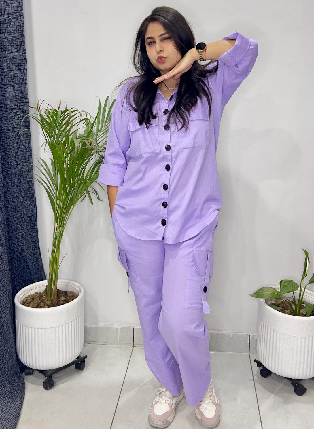 Cargo Chic Co-Ord Set - Lavender